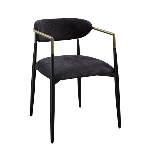 Jaramillo Black Chenille & Black Finish Side Chair (Set of 2) - 1st Choice Furniture Direct