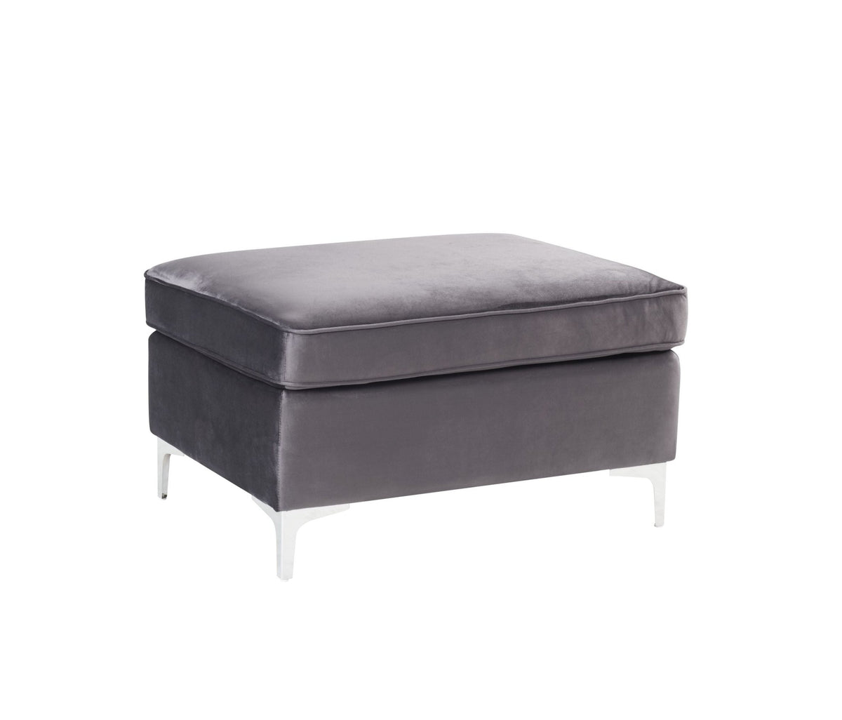 Jaszira Gray Velvet Ottoman - 1st Choice Furniture Direct