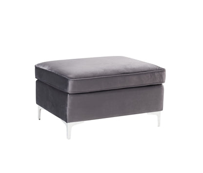 Jaszira Gray Velvet Ottoman - 1st Choice Furniture Direct