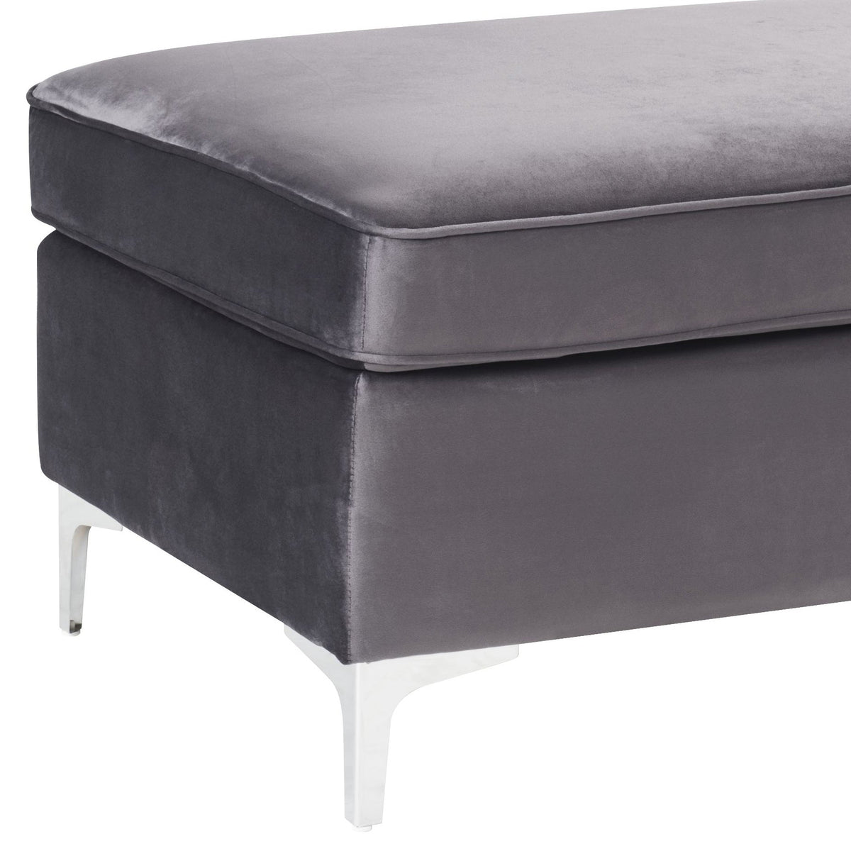 Jaszira Gray Velvet Ottoman - 1st Choice Furniture Direct