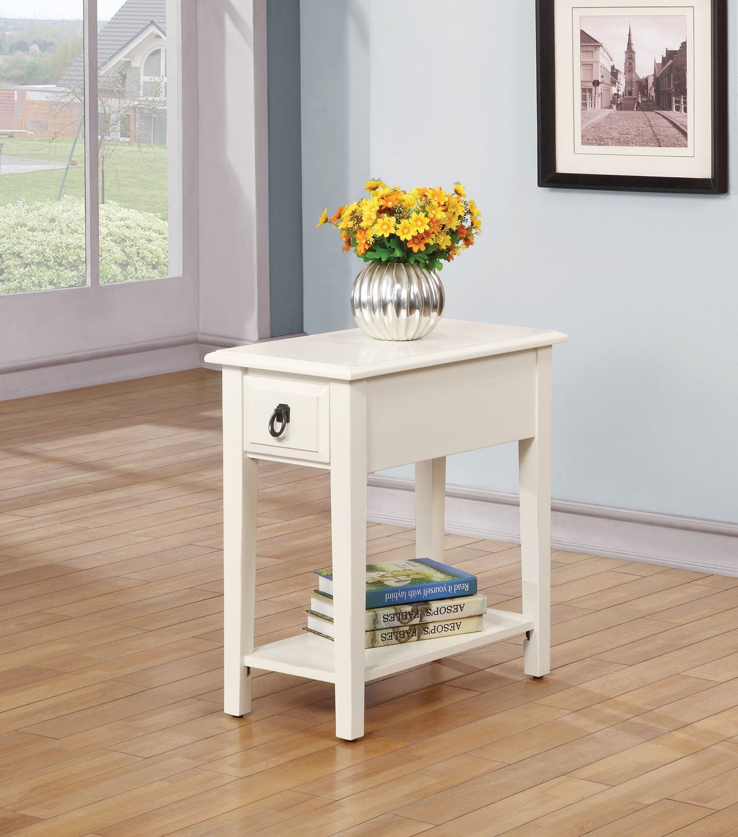 Jeana White Finish Accent Table - 1st Choice Furniture Direct