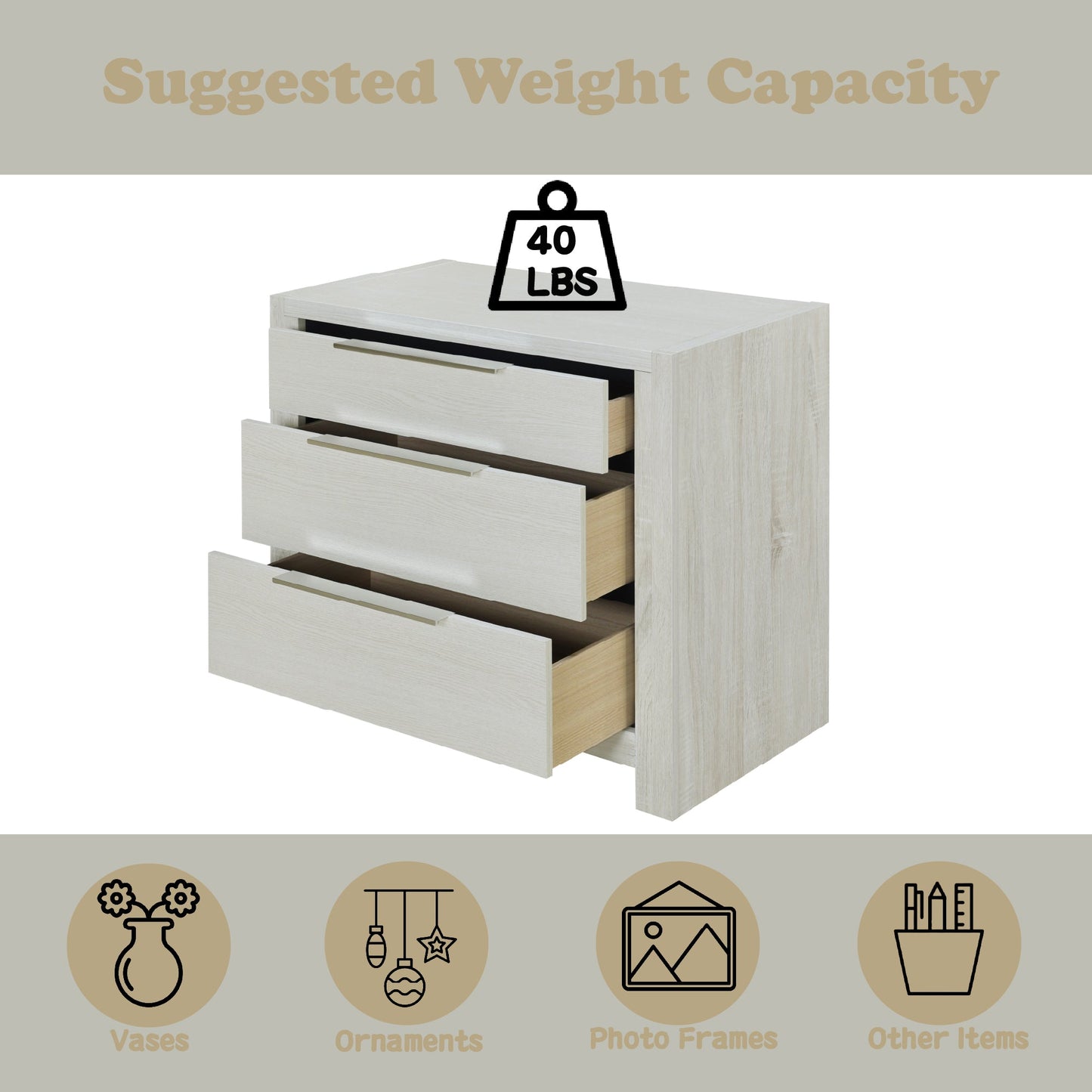 Jehoram Beige Nightstand, No Assembly Required - 1st Choice Furniture Direct