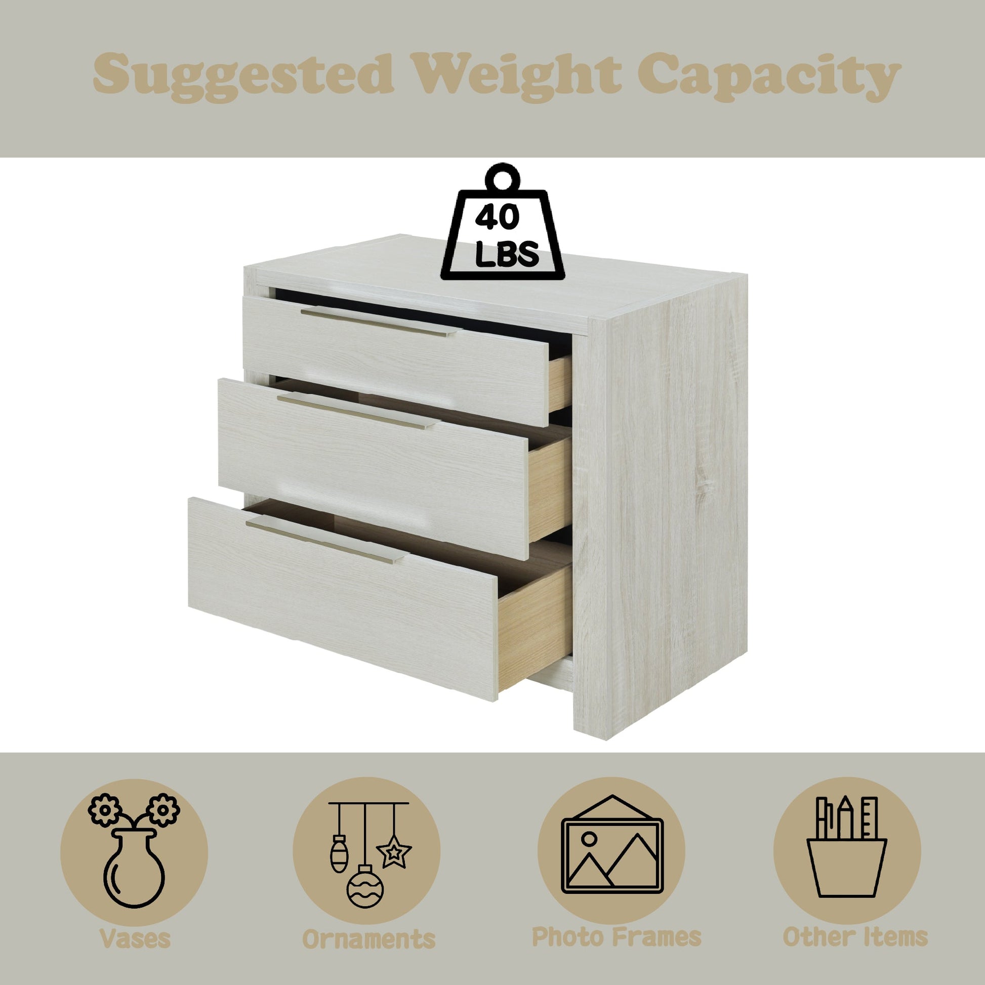 Jehoram Beige Nightstand, No Assembly Required - 1st Choice Furniture Direct