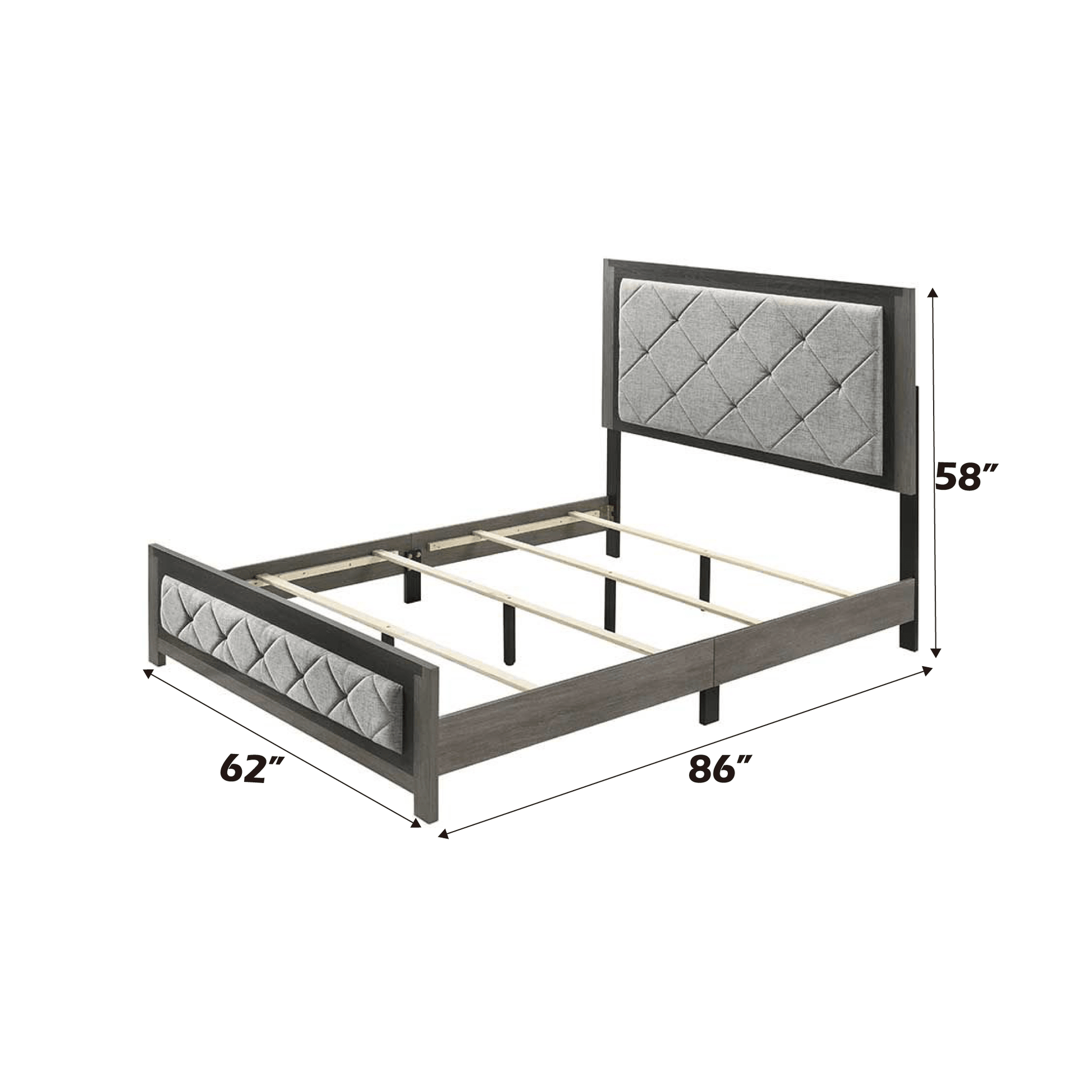 Jehoram Gray Linen & Gray Finish Queen Bed - 1st Choice Furniture Direct