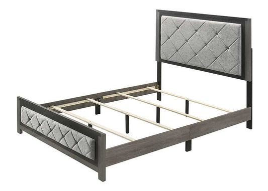 Jehoram Gray Linen & Gray Finish Queen Bed - 1st Choice Furniture Direct