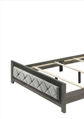 Jehoram Gray Linen & Gray Finish Queen Bed - 1st Choice Furniture Direct