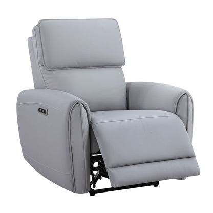 Jeromie Gray Synthetic Leather Power Motion Recliner w/USB Port - 1st Choice Furniture Direct