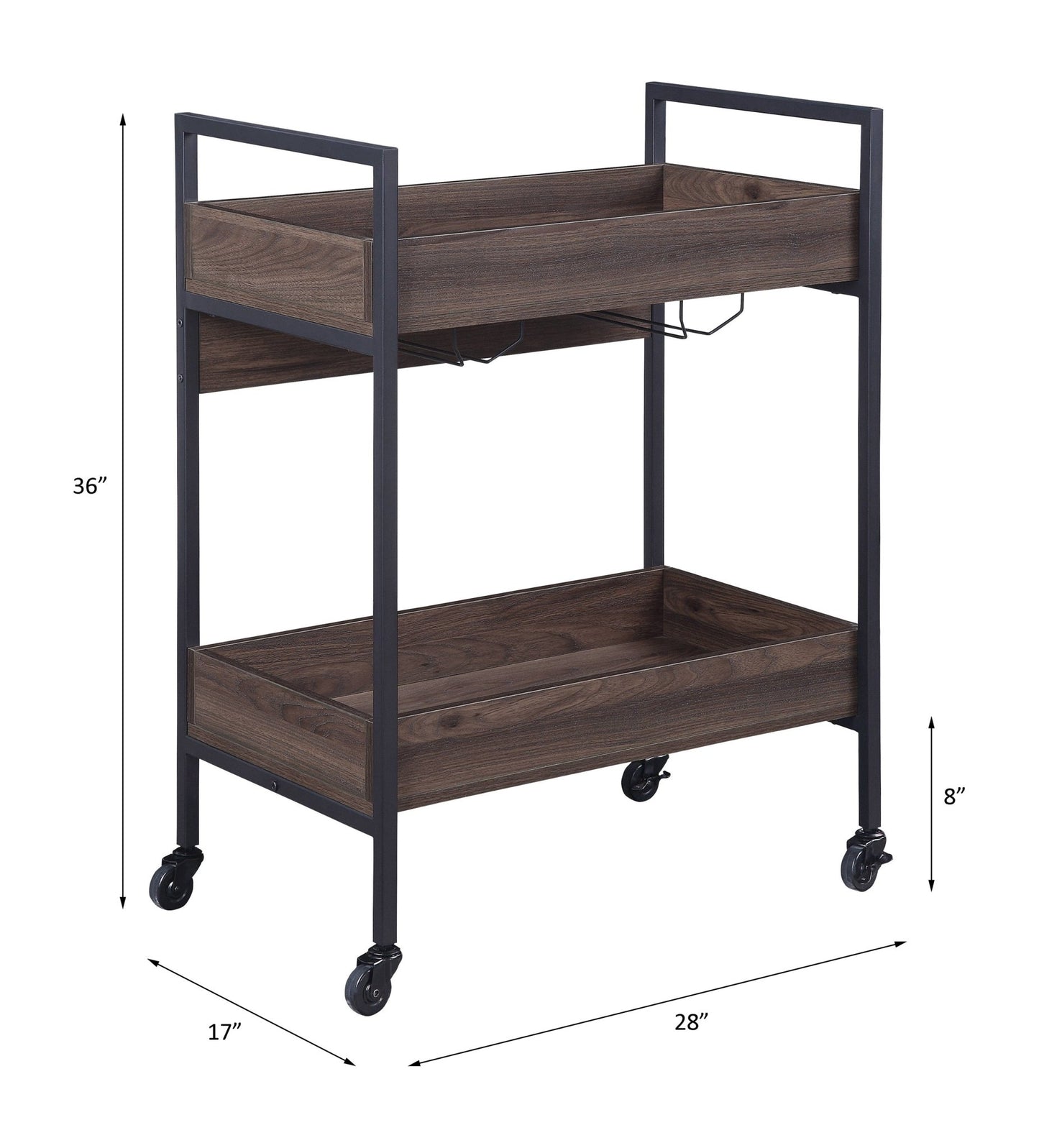 Jerrick Walnut & Black Finish Serving Cart - 1st Choice Furniture Direct