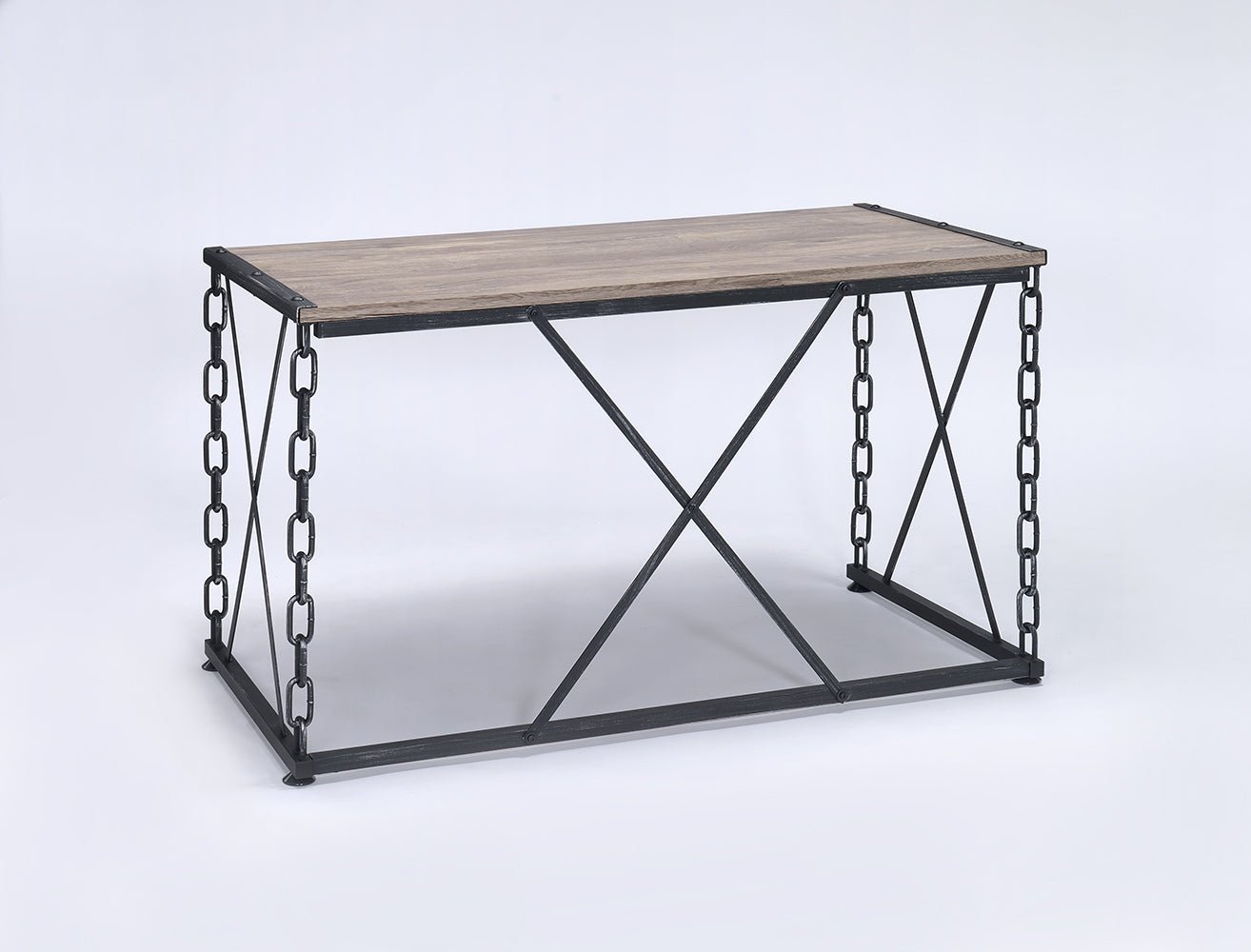 Jodie Rustic Oak & Antique Black Finish Writing Desk - 1st Choice Furniture Direct