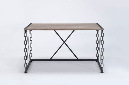 Jodie Rustic Oak & Antique Black Finish Writing Desk - 1st Choice Furniture Direct