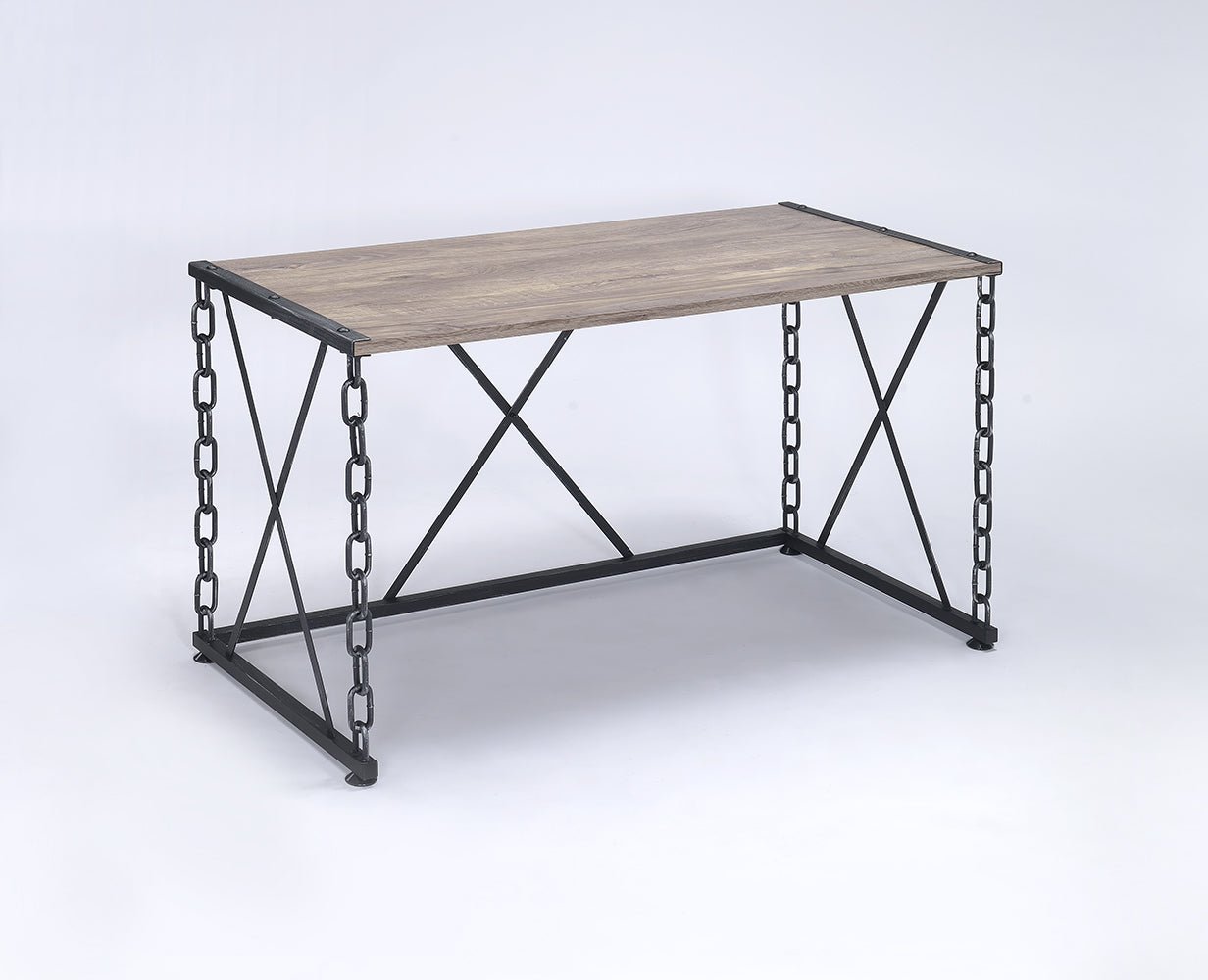 Jodie Rustic Oak & Antique Black Finish Writing Desk - 1st Choice Furniture Direct