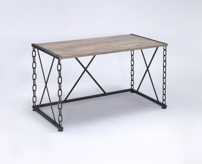 Jodie Rustic Oak & Antique Black Finish Writing Desk - 1st Choice Furniture Direct