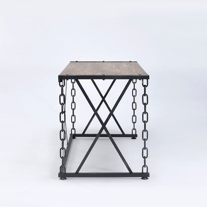 Jodie Rustic Oak & Antique Black Finish Writing Desk - 1st Choice Furniture Direct