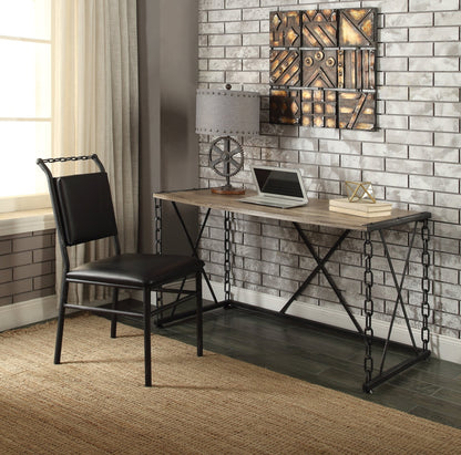 Jodie Rustic Oak & Antique Black Finish Writing Desk - 1st Choice Furniture Direct