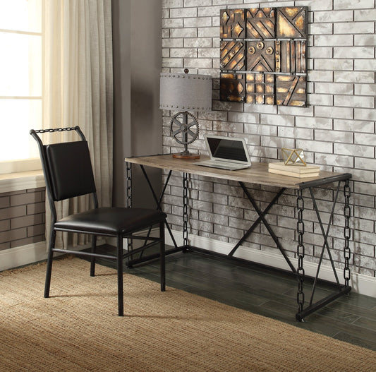 Jodie Rustic Oak & Antique Black Finish Writing Desk - 1st Choice Furniture Direct
