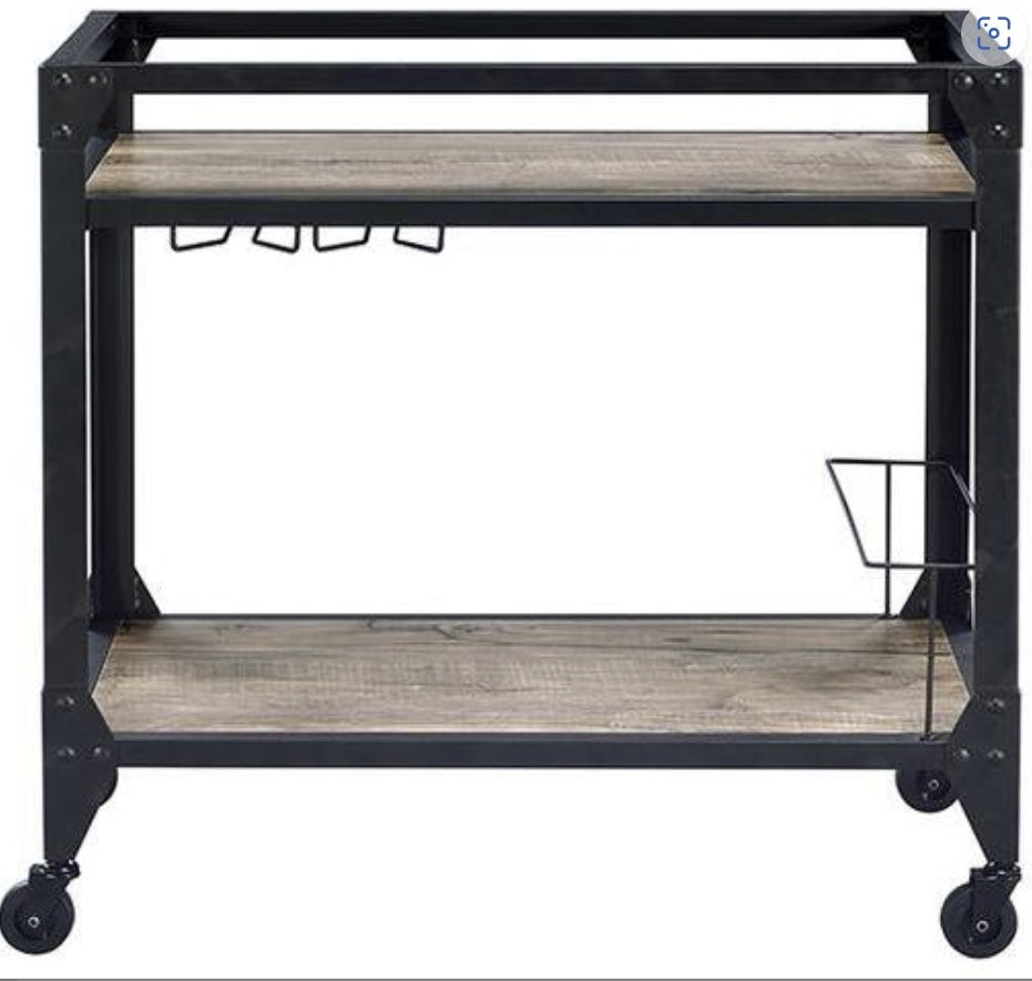 Jorgensen Rustic Oak & Charcoal Finish Serving Cart - 1st Choice Furniture Direct