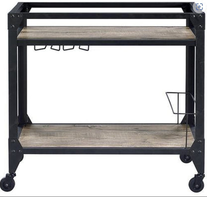 Jorgensen Rustic Oak & Charcoal Finish Serving Cart - 1st Choice Furniture Direct