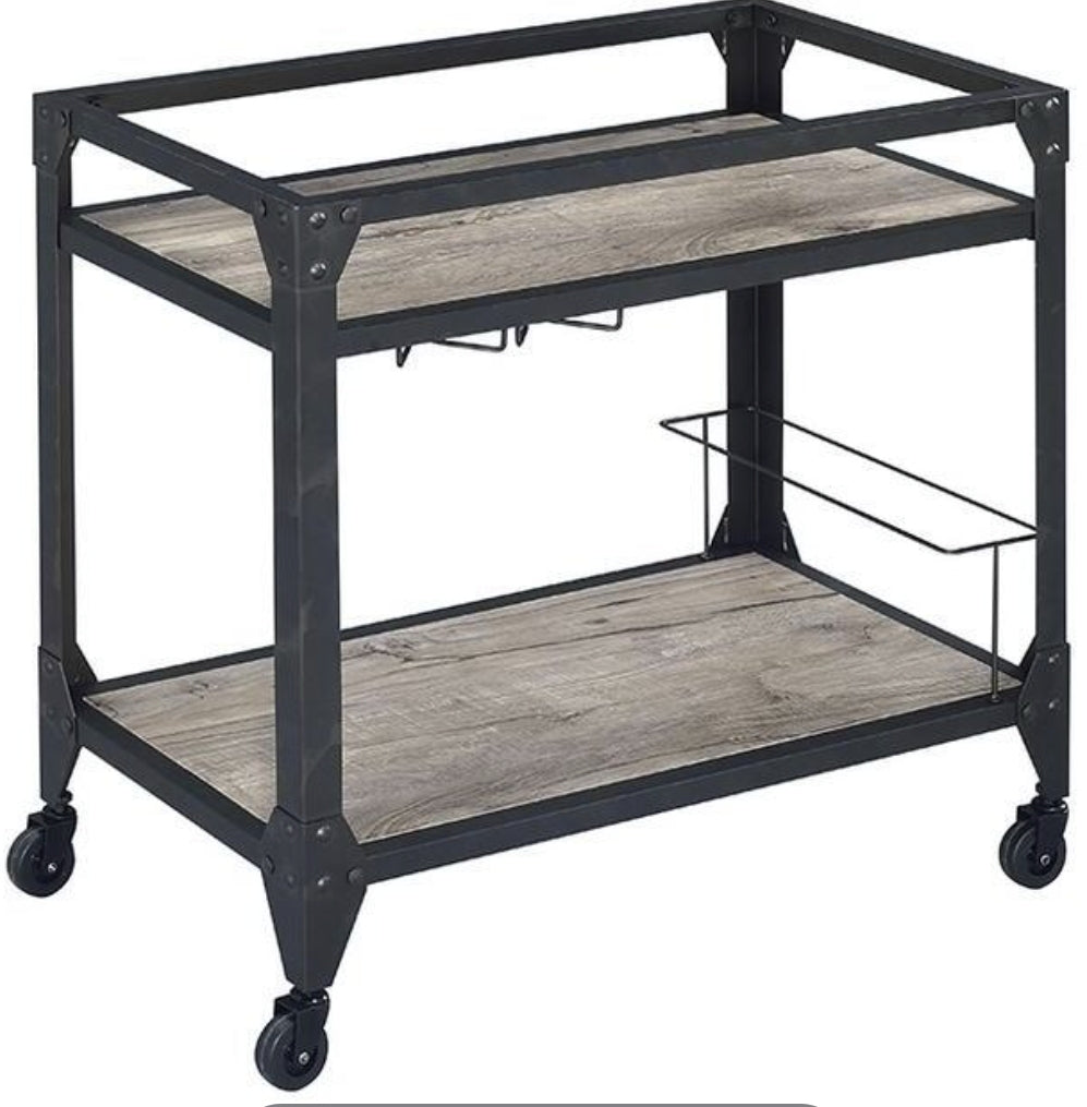 Jorgensen Rustic Oak & Charcoal Finish Serving Cart - 1st Choice Furniture Direct