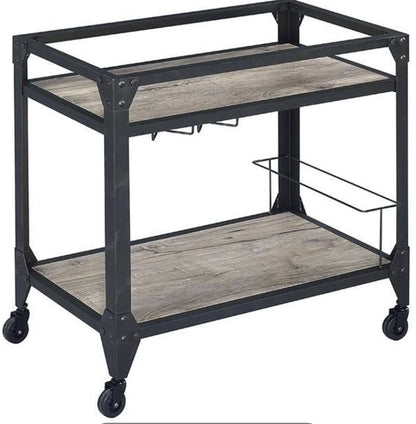 Jorgensen Rustic Oak & Charcoal Finish Serving Cart - 1st Choice Furniture Direct