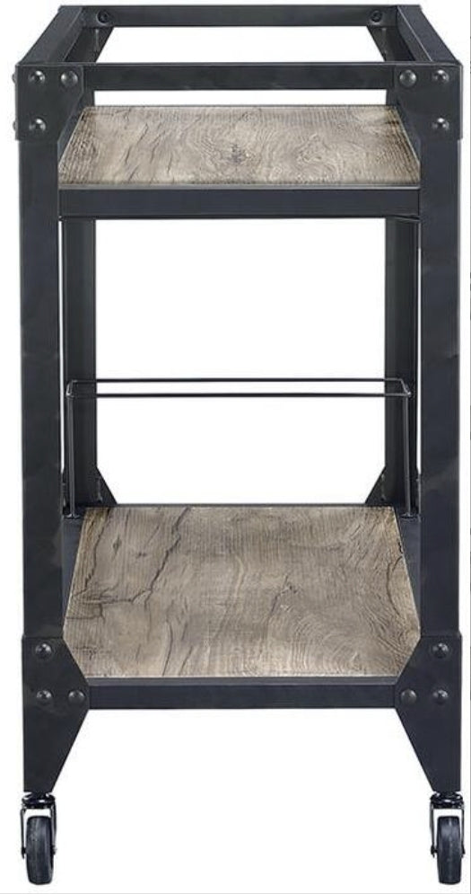 Jorgensen Rustic Oak & Charcoal Finish Serving Cart - 1st Choice Furniture Direct
