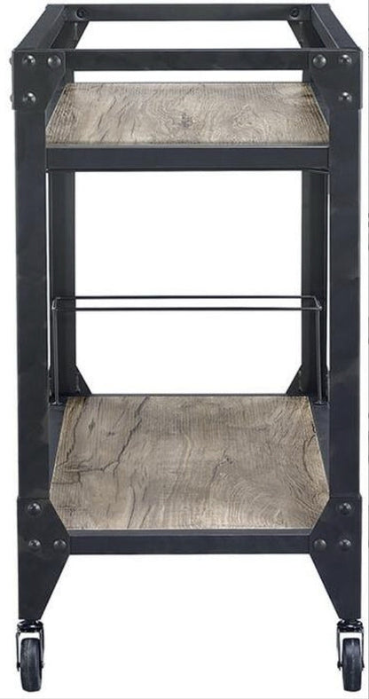 Jorgensen Rustic Oak & Charcoal Finish Serving Cart - 1st Choice Furniture Direct