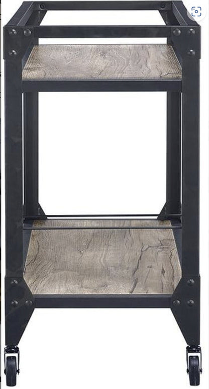 Jorgensen Rustic Oak & Charcoal Finish Serving Cart - 1st Choice Furniture Direct