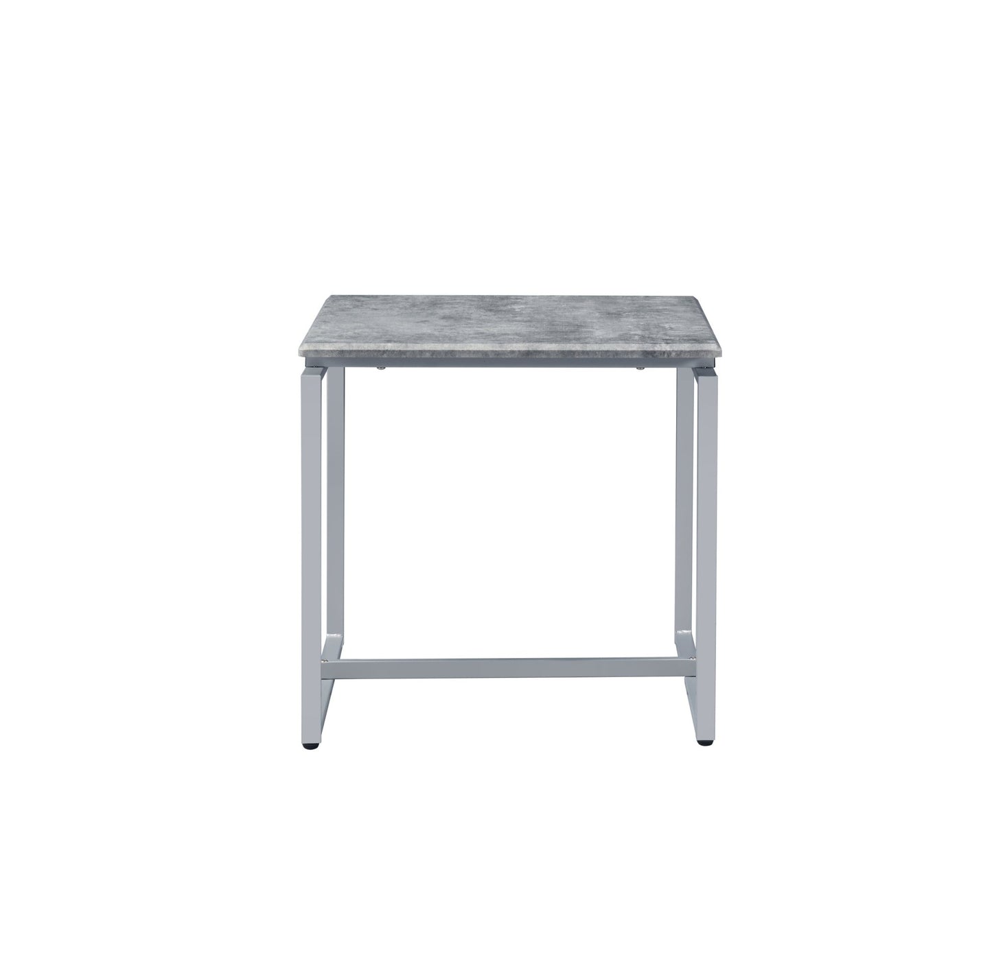 Jurgen 3PC Faux Concrete Top & Silver Finish Pack Coffee & End Set - 1st Choice Furniture Direct