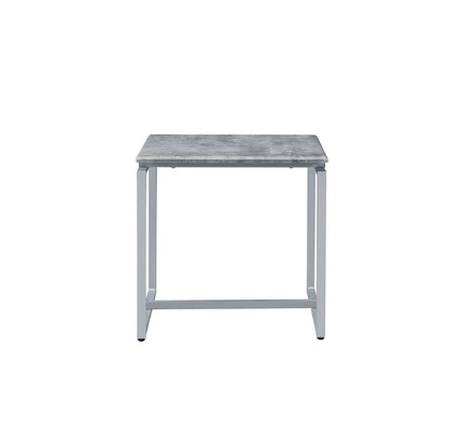 Jurgen 3PC Faux Concrete Top & Silver Finish Pack Coffee & End Set - 1st Choice Furniture Direct