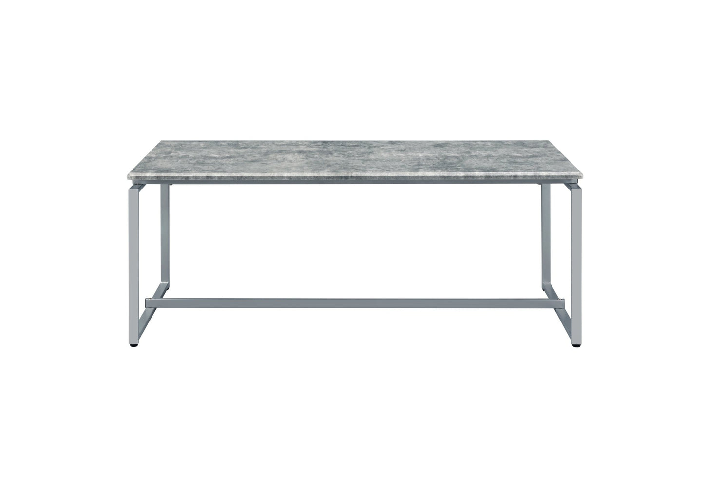 Jurgen 3PC Faux Concrete Top & Silver Finish Pack Coffee & End Set - 1st Choice Furniture Direct