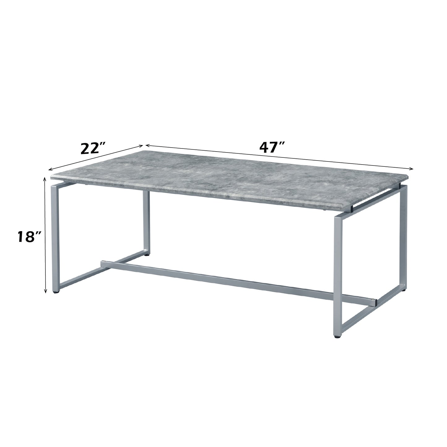 Jurgen 3PC Faux Concrete Top & Silver Finish Pack Coffee & End Set - 1st Choice Furniture Direct