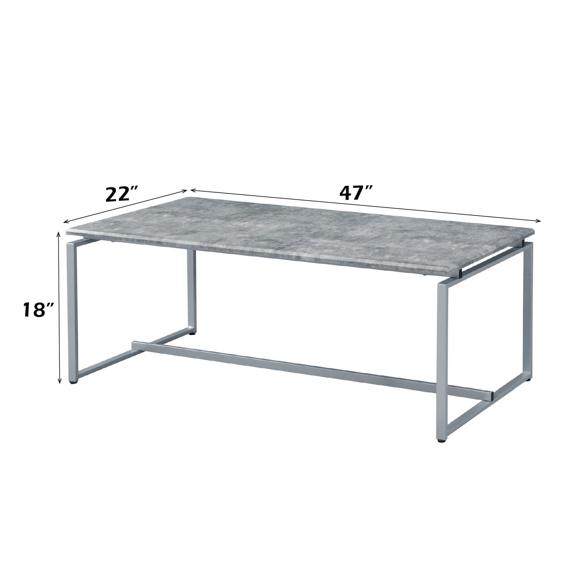 Jurgen 3PC Faux Concrete Top & Silver Finish Pack Coffee & End Set - 1st Choice Furniture Direct
