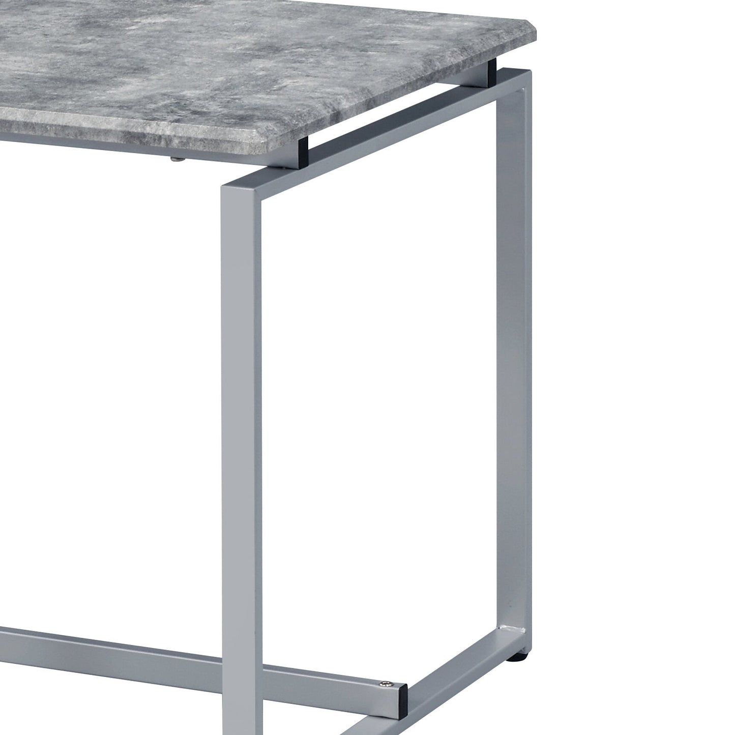 Jurgen 3PC Faux Concrete Top & Silver Finish Pack Coffee & End Set - 1st Choice Furniture Direct