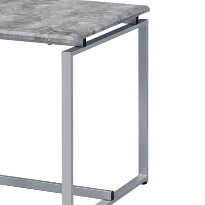 Jurgen 3PC Faux Concrete Top & Silver Finish Pack Coffee & End Set - 1st Choice Furniture Direct