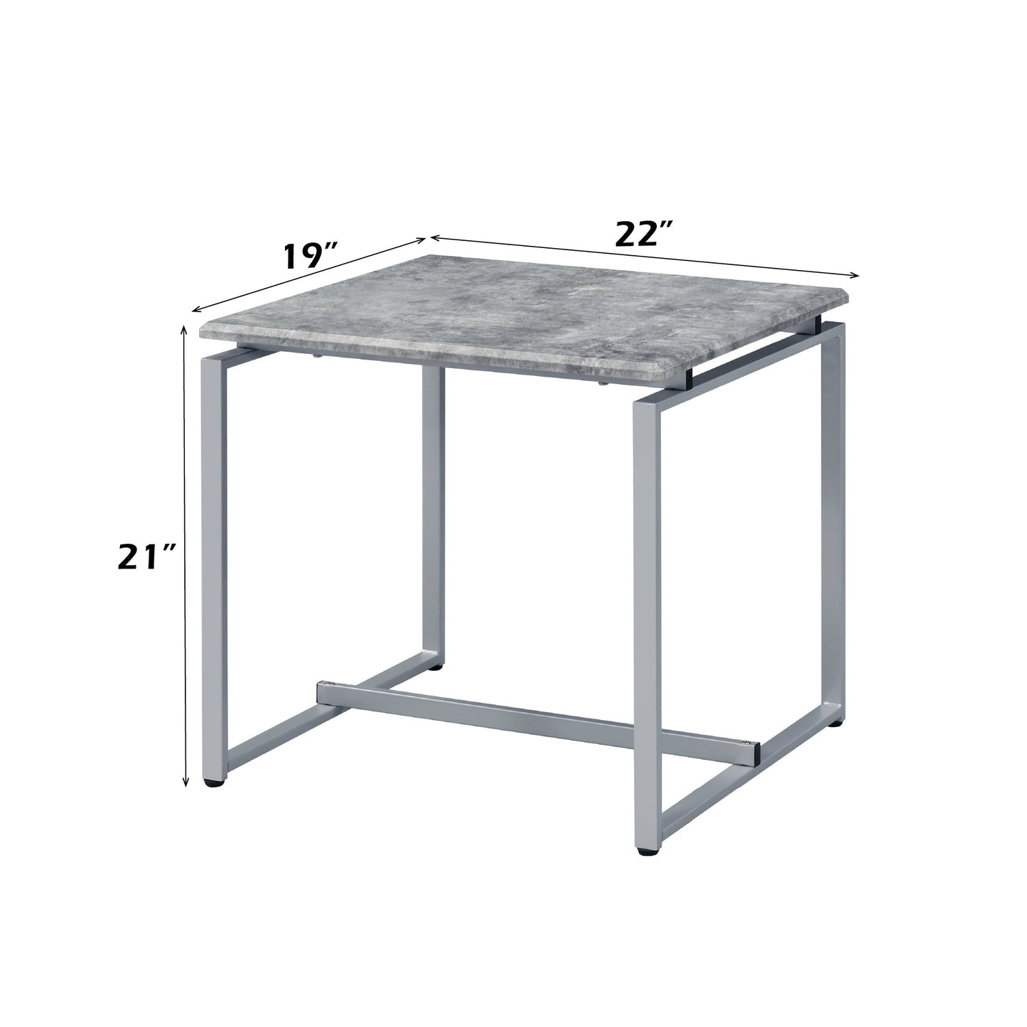 Jurgen 3PC Faux Concrete Top & Silver Finish Pack Coffee & End Set - 1st Choice Furniture Direct