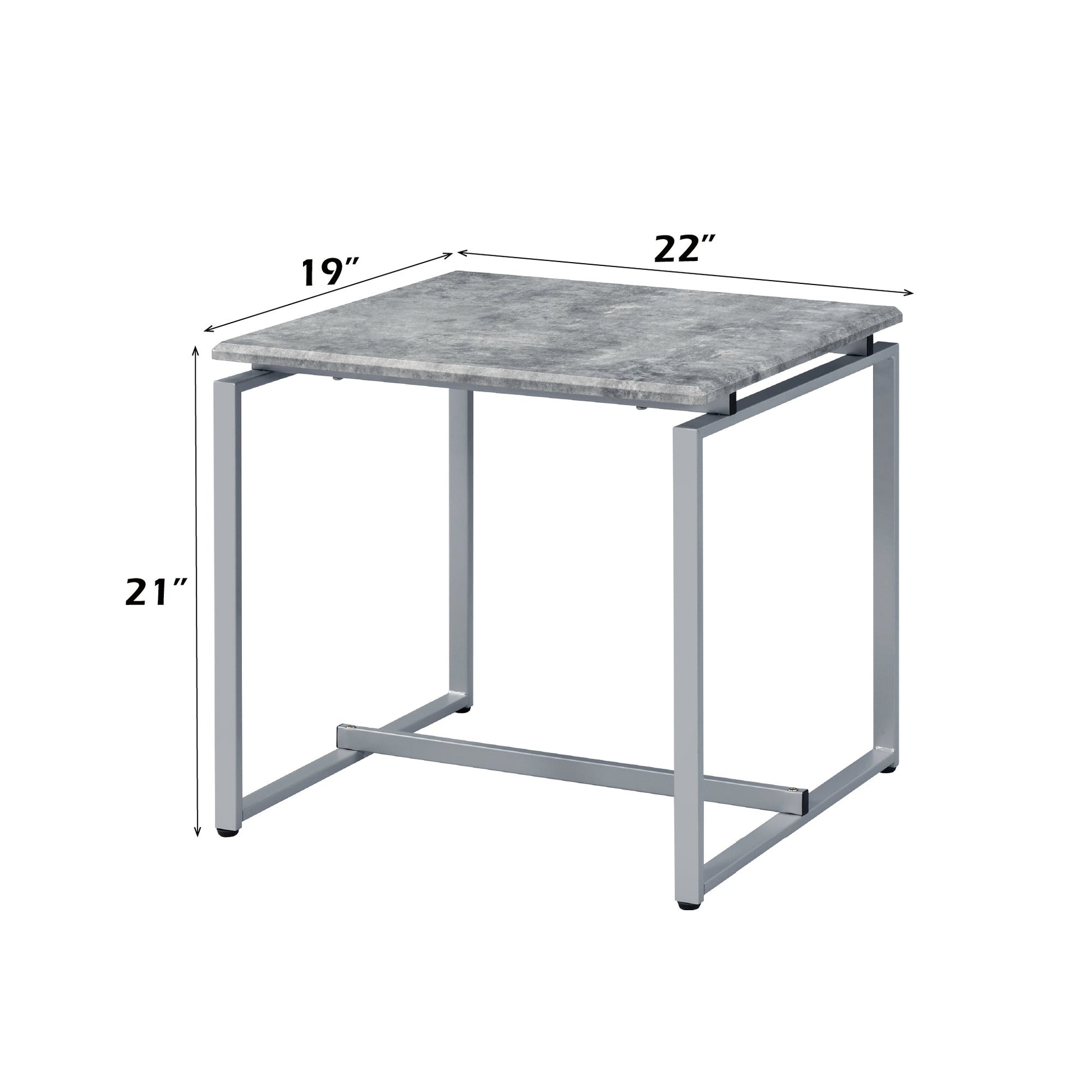 Jurgen 3PC Faux Concrete Top & Silver Finish Pack Coffee & End Set - 1st Choice Furniture Direct