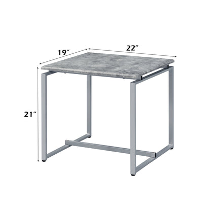 Jurgen 3PC Faux Concrete Top & Silver Finish Pack Coffee & End Set - 1st Choice Furniture Direct