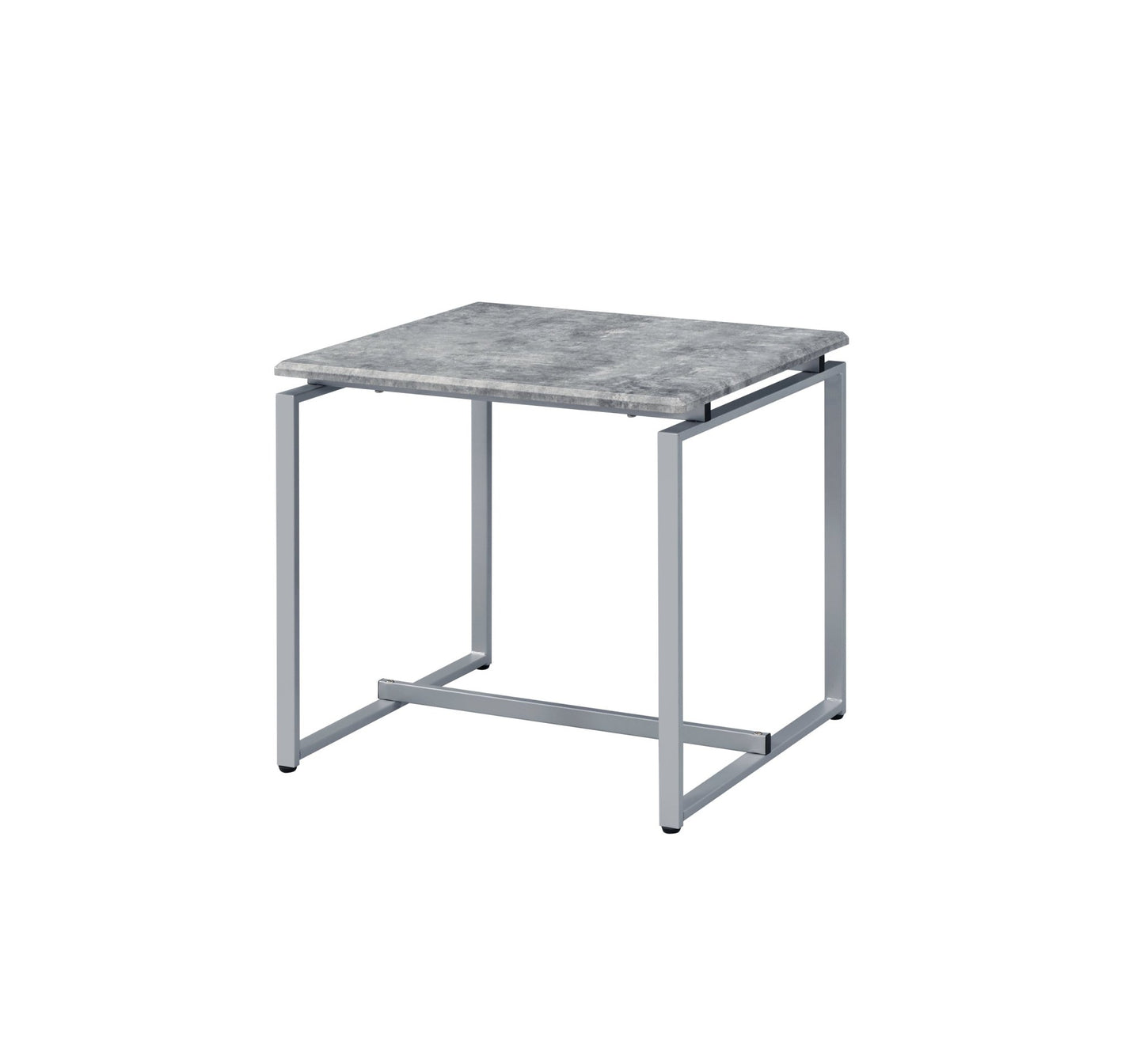 Jurgen 3PC Faux Concrete Top & Silver Finish Pack Coffee & End Set - 1st Choice Furniture Direct