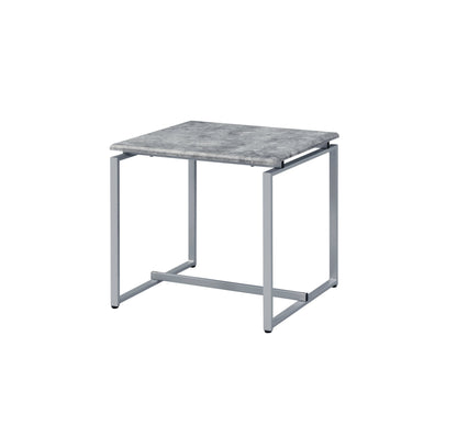 Jurgen 3PC Faux Concrete Top & Silver Finish Pack Coffee & End Set - 1st Choice Furniture Direct