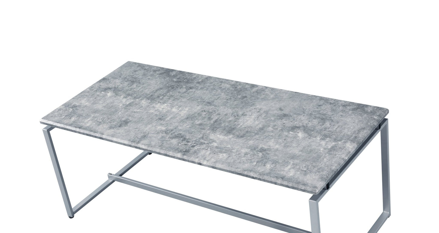 Jurgen 3PC Faux Concrete Top & Silver Finish Pack Coffee & End Set - 1st Choice Furniture Direct