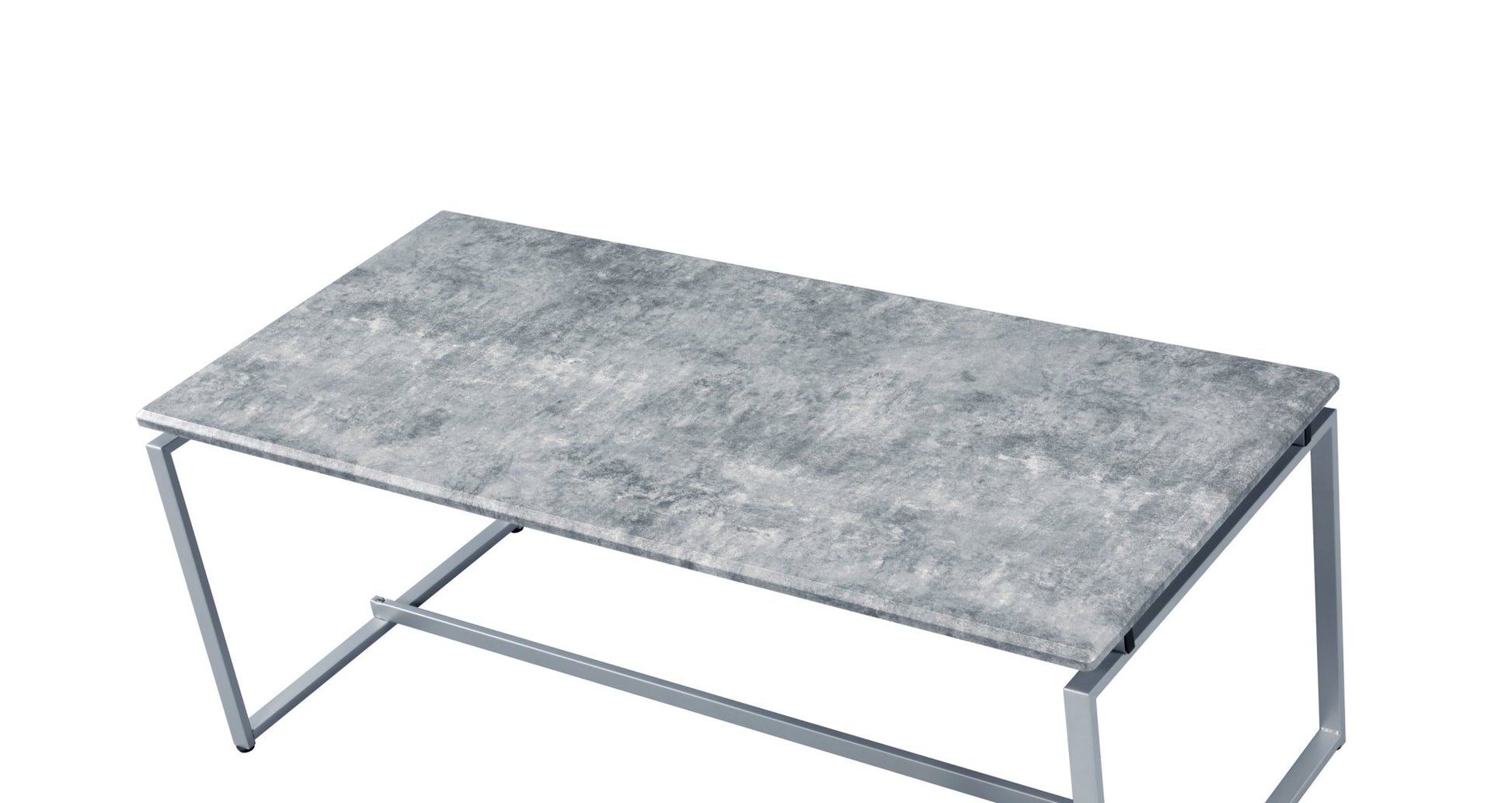 Jurgen 3PC Faux Concrete Top & Silver Finish Pack Coffee & End Set - 1st Choice Furniture Direct