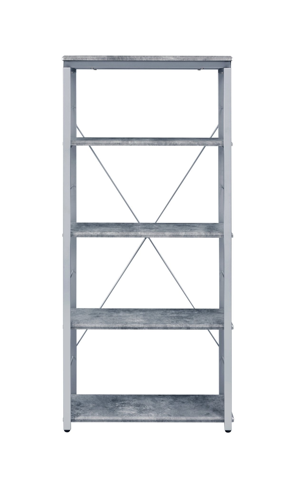 Jurgen Faux Concrete & Silver Finish Bookshelf - 1st Choice Furniture Direct