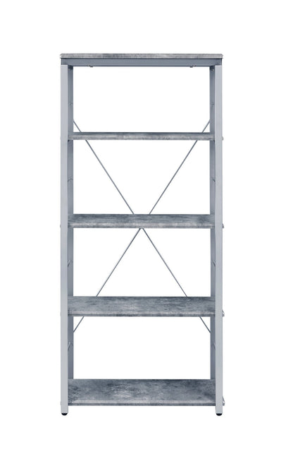 Jurgen Faux Concrete & Silver Finish Bookshelf - 1st Choice Furniture Direct
