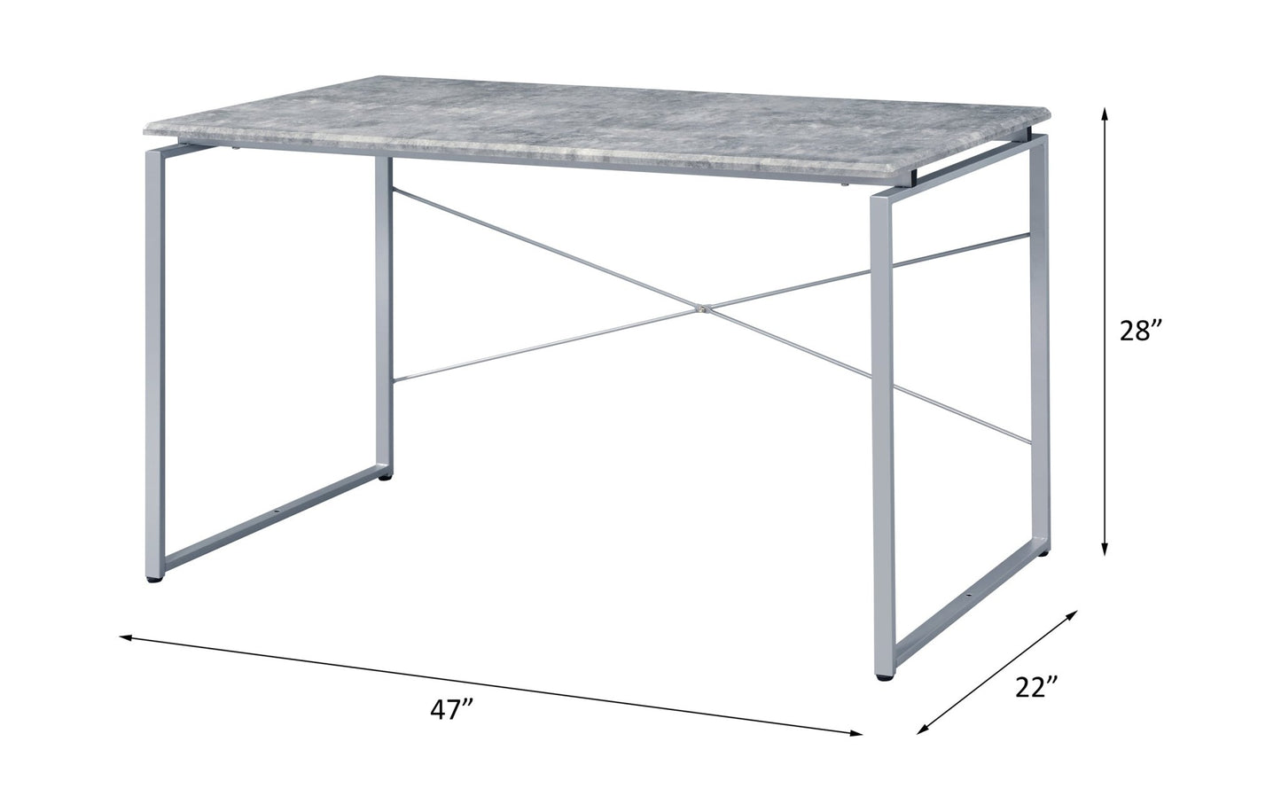 Jurgen Faux Concrete & Silver Finish Writing Desk - 1st Choice Furniture Direct