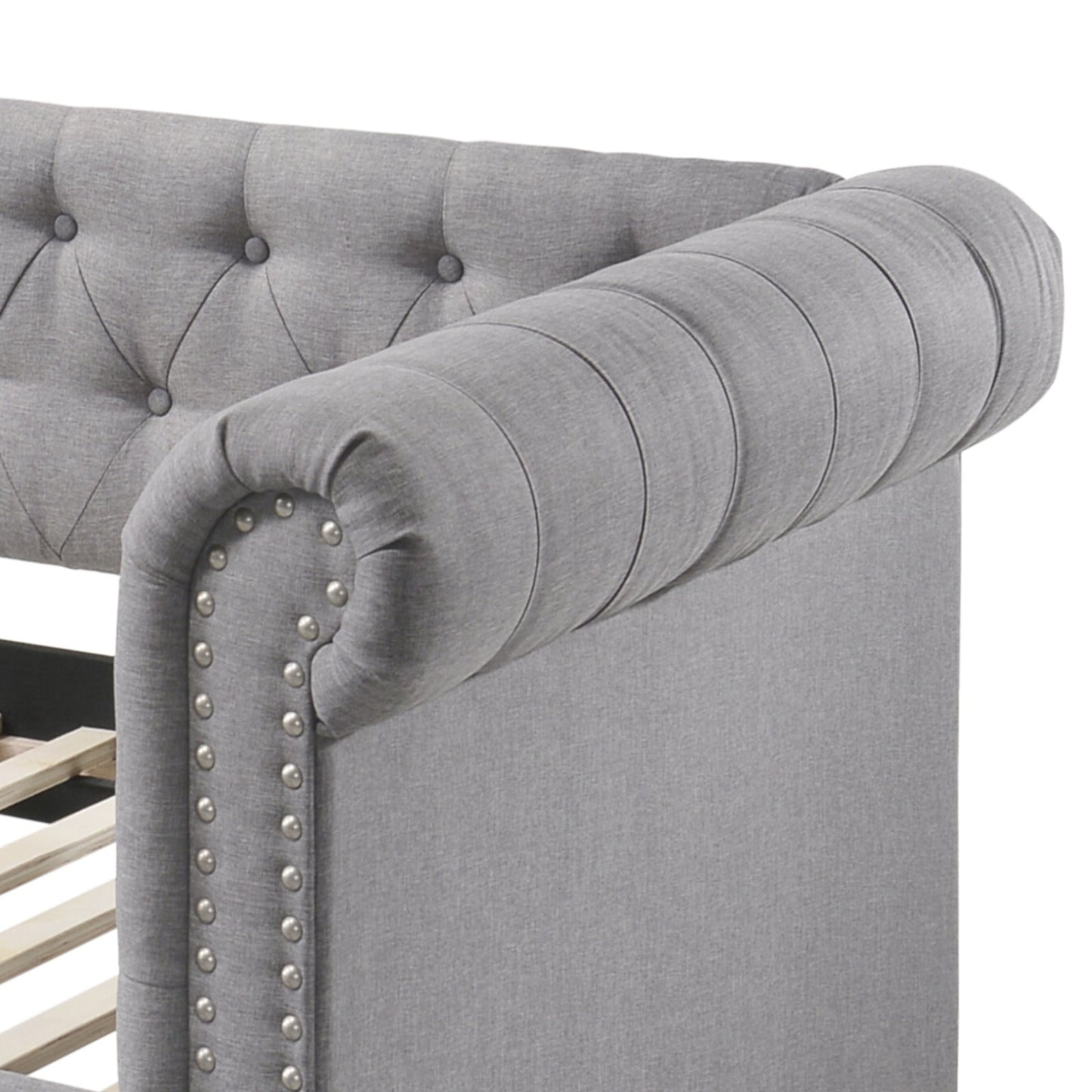 Justice Smoke Gray Fabric Daybed W/Trundle (Twin) - 1st Choice Furniture Direct