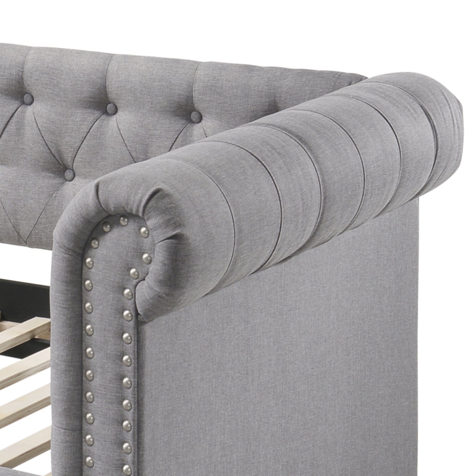 Justice Smoke Gray Fabric Daybed W/Trundle (Twin) - 1st Choice Furniture Direct