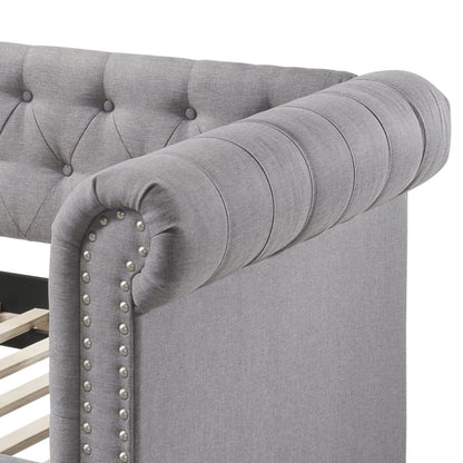 Justice Smoke Gray Fabric Daybed W/Trundle (Twin) - 1st Choice Furniture Direct