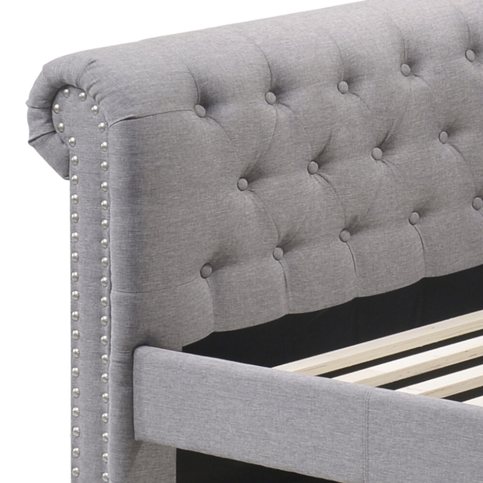 Justice Smoke Gray Fabric Daybed W/Trundle (Twin) - 1st Choice Furniture Direct