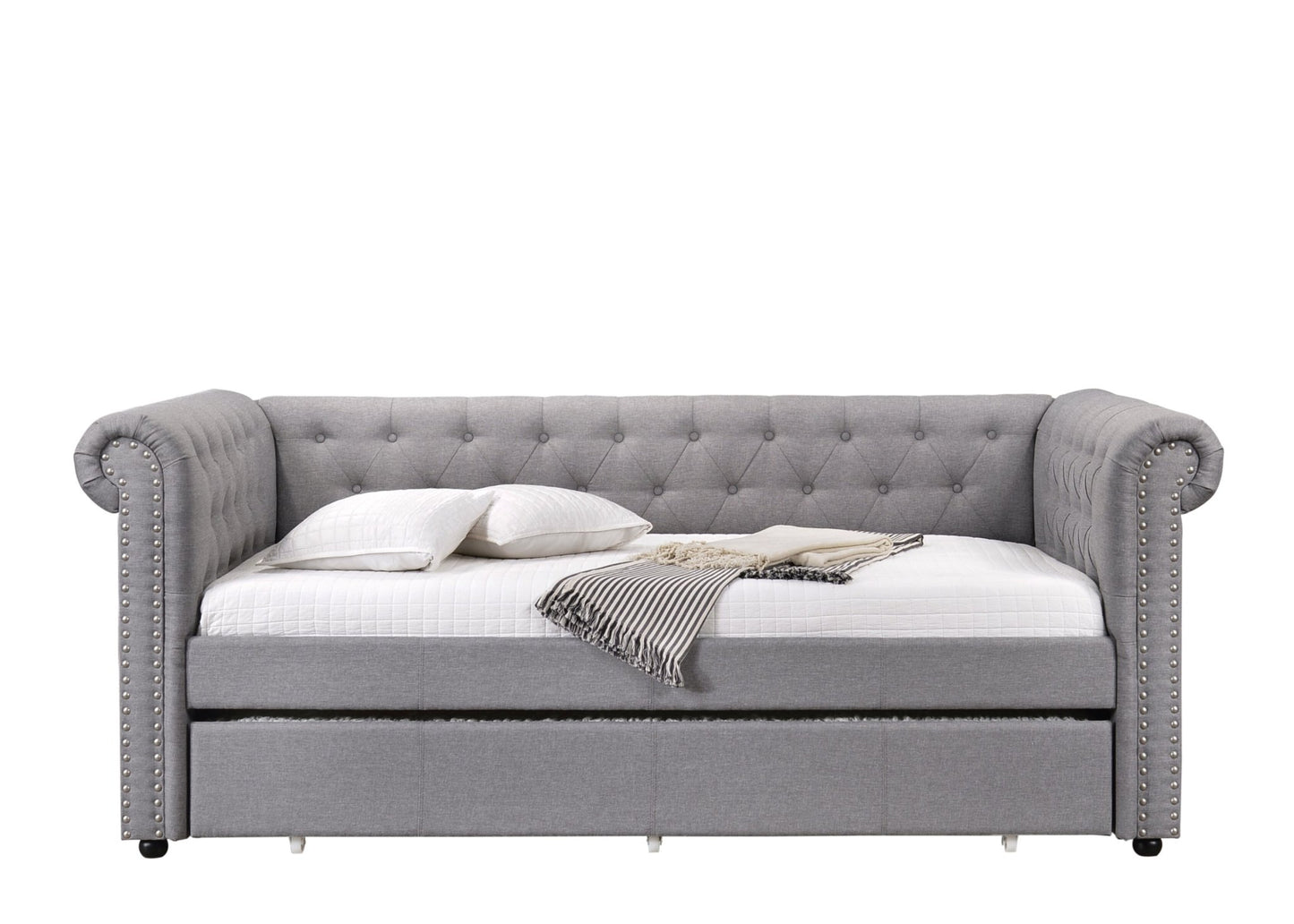 Justice Smoke Gray Fabric Daybed W/Trundle (Twin) - 1st Choice Furniture Direct