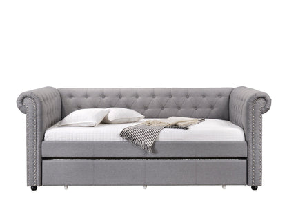 Justice Smoke Gray Fabric Daybed W/Trundle (Twin) - 1st Choice Furniture Direct
