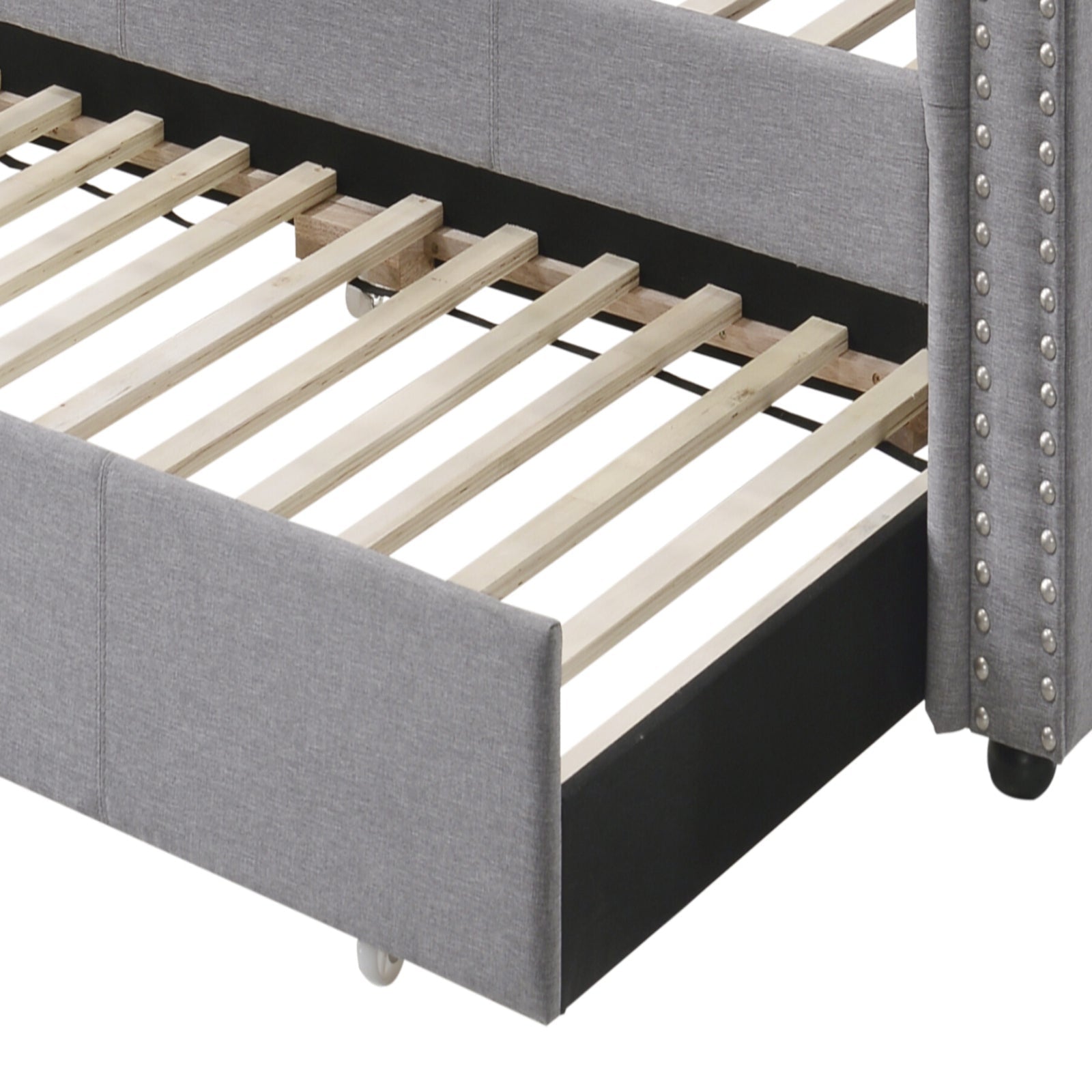 Justice Smoke Gray Fabric Daybed W/Trundle (Twin) - 1st Choice Furniture Direct